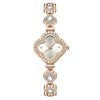 Ladies Fashion Luxury Fourleaf Clover Bracelet Quartz Watch Alloy Case Sapphire Crystal Glass Mirror Fine Steel Strap