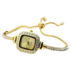 Ladies Fashion Metal And Genuine Leather Square Quartz Watch
