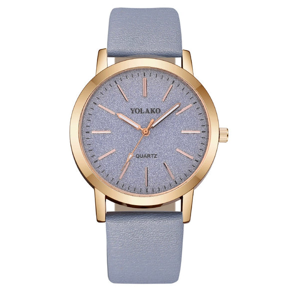 Ladies Fashion Quartz Watch Alloy Case Leather Strap Round Dial