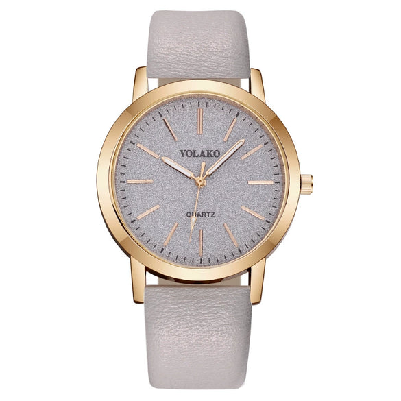 Ladies Fashion Quartz Watch Alloy Case Leather Strap Round Dial