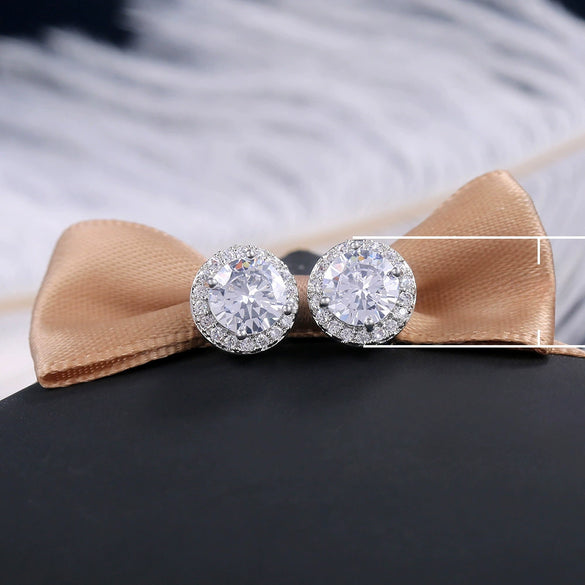 Ladies Fashion Round Zircon Earrings Classic Joker Style Hot Accessories Styling Geometry Pattern Copper Material Diamond Treatment Design Wholesale