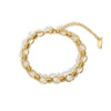 Ladies Fashion Simple Design Handmade O Shaped Dot Chain Bracelet In Stainless Steel With 18K Gold Electroplating And Geometric Style