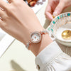 Ladies Fashion Simple Diamond Quartz Watch Alloy Stainless Steel Ordinary Glass Mirror Round