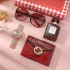 Ladies Fashion Simple Watch Set With Stainless Steel Material And Round Dial