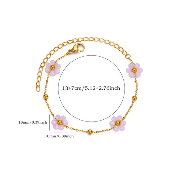 Ladies Fashion Stainless Steel Four Leaf Clover Geometric Pattern Electroplated Bracelet