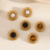 Ladies Fashion Stainless Steel Geometric And Sunflower Pattern Electroplating Earrings