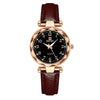 Ladies Fashion Waterproof Quartz Watch With Round Dial Metal Case Imitation Leather Strap And Stainless Steel Clasp