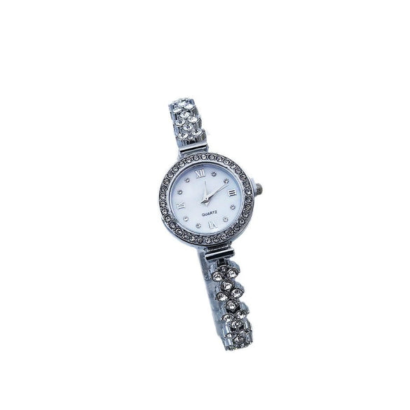 Ladies Fashionable Alloy Bracelet Watch With Round Dial And Spiral Crown