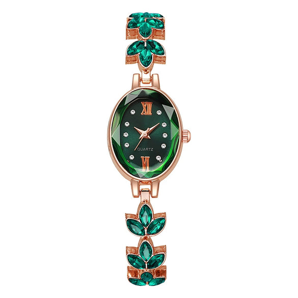 Ladies Fashionable Alloy Oval Dial Quartz Bracelet Watch