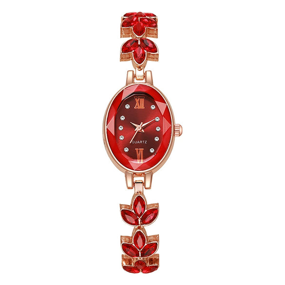 Ladies Fashionable Alloy Oval Dial Quartz Bracelet Watch