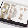 Ladies Fashionable Diamond Watch Jewelry Set With Heart Shaped Jewelry Alloy And Stainless Steel Materials