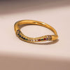 Ladies Fine Stacked Ring Titanium Steel Geometric Electroplated With Zircon And Diamond