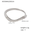 Ladies Fine Stacked Ring Titanium Steel Geometric Electroplated With Zircon And Diamond