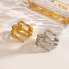 Ladies Geometric Hollow Stainless Steel Ring With Electroplating Design