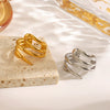 Ladies Geometric Hollow Stainless Steel Ring With Electroplating Design