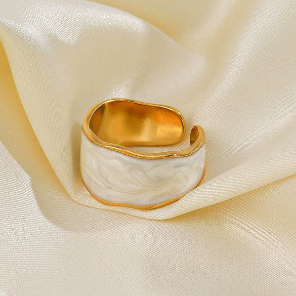 Ladies Geometric Stainless Steel Gold Plated Ring Jewelry