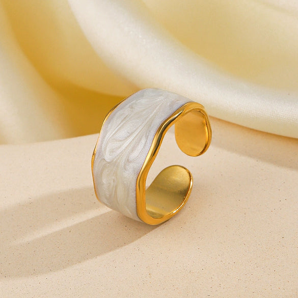 Ladies Geometric Stainless Steel Gold Plated Ring Jewelry
