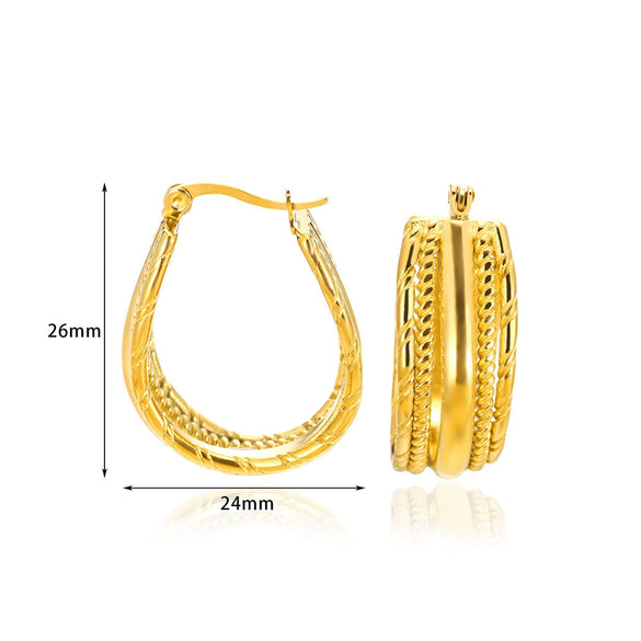 Ladies Geometric Stainless Steel Hollow Electroplated Earrings