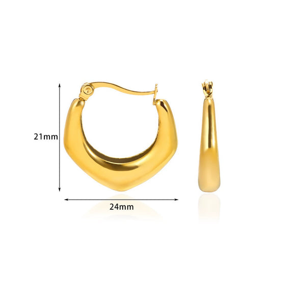 Ladies Geometric Stainless Steel Hollow Electroplated Earrings