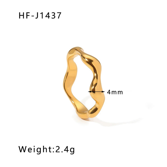 Ladies Geometric Wave Titanium Steel And Stainless Steel Ring With Electroplating Process