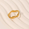 Ladies Geometric Wave Titanium Steel And Stainless Steel Ring With Electroplating Process