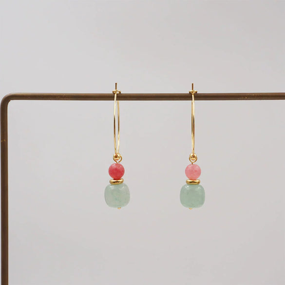 Ladies Handmade Geometric Jade Earrings