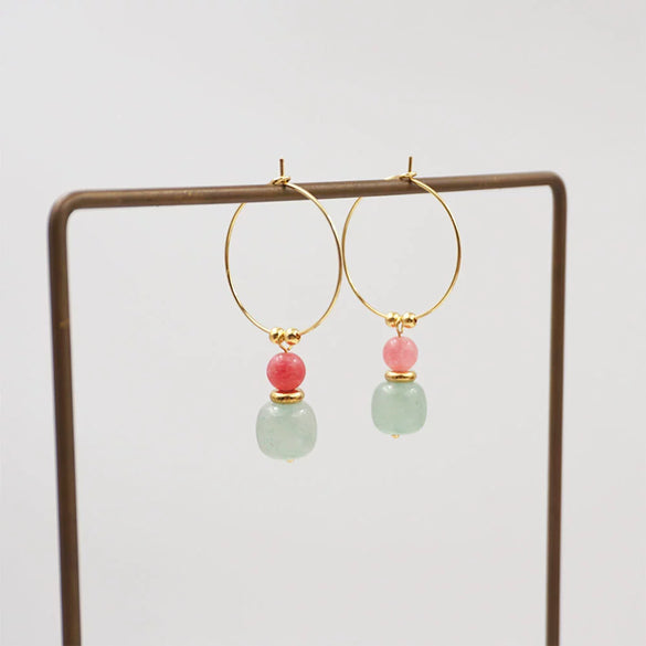 Ladies Handmade Geometric Jade Earrings