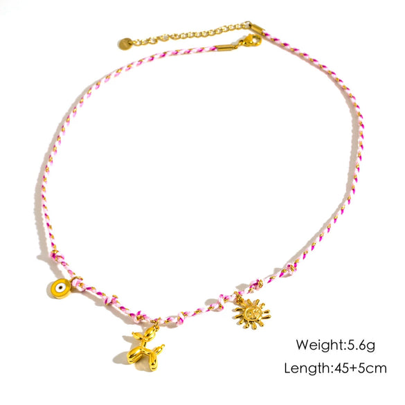 Ladies Handmade Stainless Steel And Titanium Steel Rope Chain Multi Pendant Light Luxury Geometric Necklace