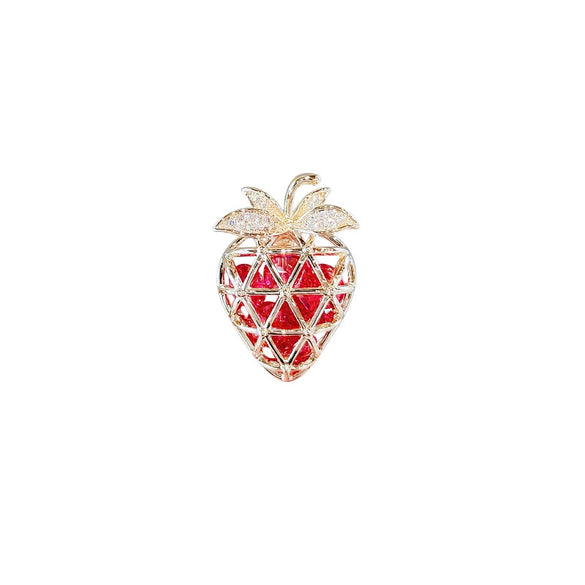 Ladies Highend Alloy Antilight Strawberry Flowerstyled Electroplated Brooch Small Jewelry For Suit Accessories