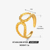 Ladies Hollow Drop Shape Hammered Stainless Steel Ring With Electroplating