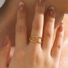 Ladies Hollow Drop Shape Hammered Stainless Steel Ring With Electroplating