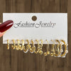 Ladies Imitation Pearl Geometric Hammer Set With Pearls Earrings