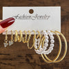 Ladies Imitation Pearl Geometric Hammer Set With Pearls Earrings