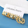 Ladies Imitation Pearl Geometric Hammer Set With Pearls Earrings