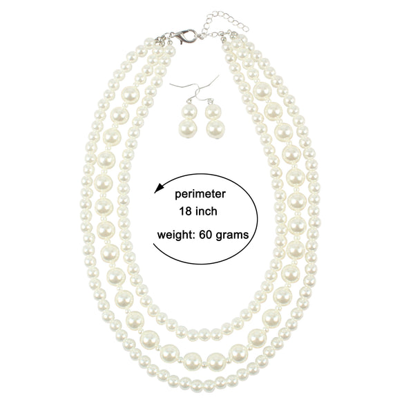 Ladies Imitation Pearl Necklace Retro Geometric Pearlescent Treatment Style