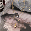 Ladies Jewelry Alloy Multilayer Pearl Love Necklace With Geometric Pattern And Electroplating