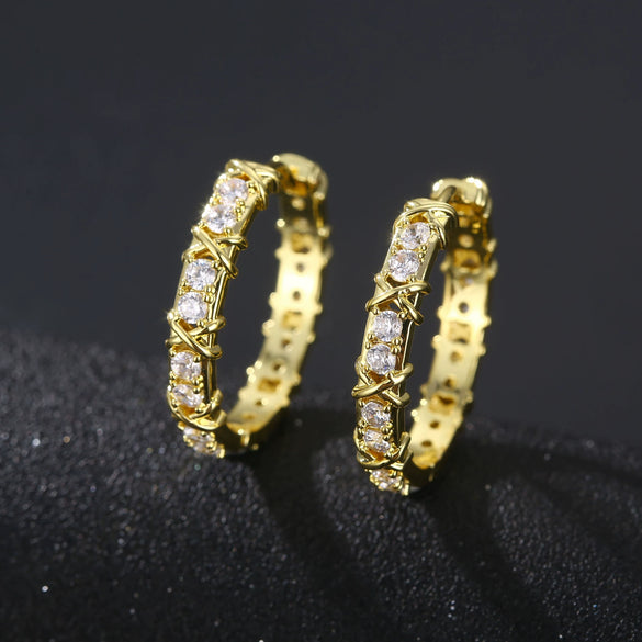 Ladies Jewelry Hot Environmental Protection Copper Microinlaid Zircon Geometric Earrings