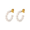 Ladies Large Pearl Cshaped Geometric Stainless Steel Electroplated Earrings
