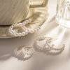 Ladies Large Pearl Cshaped Geometric Stainless Steel Electroplated Earrings