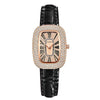 Ladies Leisure Alloy Case Imitation Leather Strap Round Egg Dial Rhinestone Watch