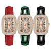 Ladies Leisure Alloy Case Imitation Leather Strap Round Egg Dial Rhinestone Watch