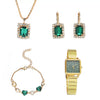 Ladies Leisure Green Quartz Watch With Alloy Case And Stainless Steel Band Round Dial