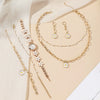 Ladies Leisure 5 Piece Set With Alloy Chain And Strap Round Dial English Watch And Flower Pendant