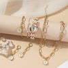 Ladies Leisure 5 Piece Set With Alloy Chain And Strap Round Dial English Watch And Flower Pendant