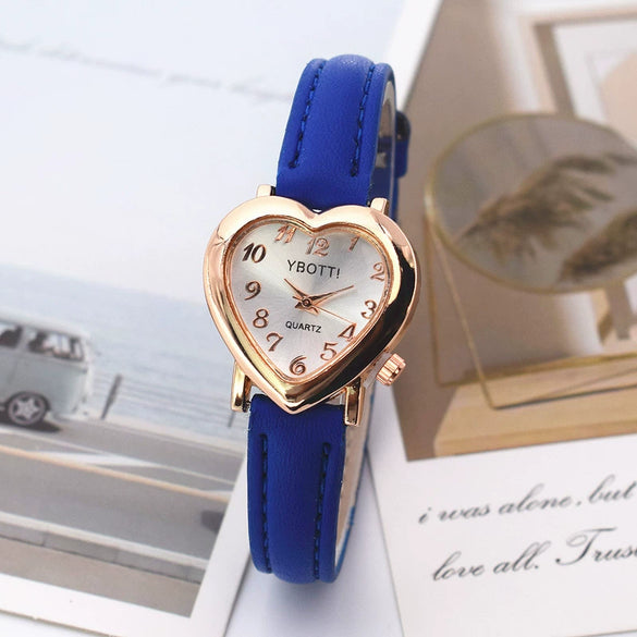Ladies Leisure Quartz Watch With Alloy Case Imitation Leather Strap And Heart Shaped Dial