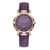 Ladies Leisure Quartz Watch With Alloy Case Imitation Leather Strap Round Dial And Starry Sky Silver Powder Pattern