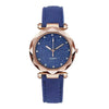 Ladies Leisure Quartz Watch With Alloy Case Imitation Leather Strap Round Dial And Starry Sky Silver Powder Pattern