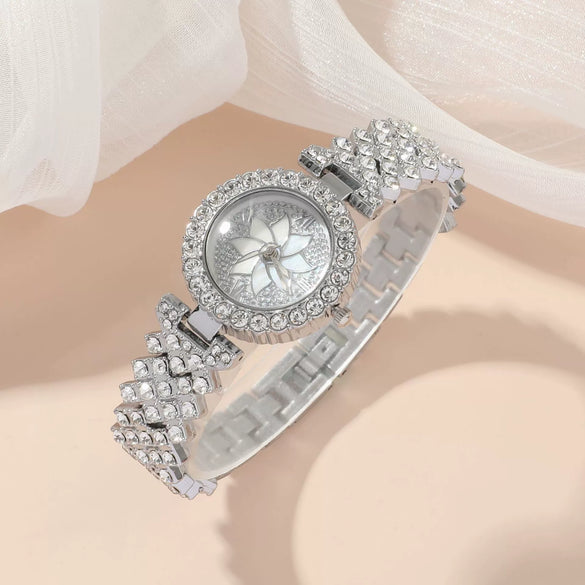 Ladies Leisure Style Quartz Watch Gift Set With Alloy Case Stainless Steel Strap And Round Dial