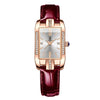 Ladies Leisure Ultrathin Square Alloy Leather Belt Watch With Mineral Strengthened Glass Mirror And Stainless Steel Pin Buckle