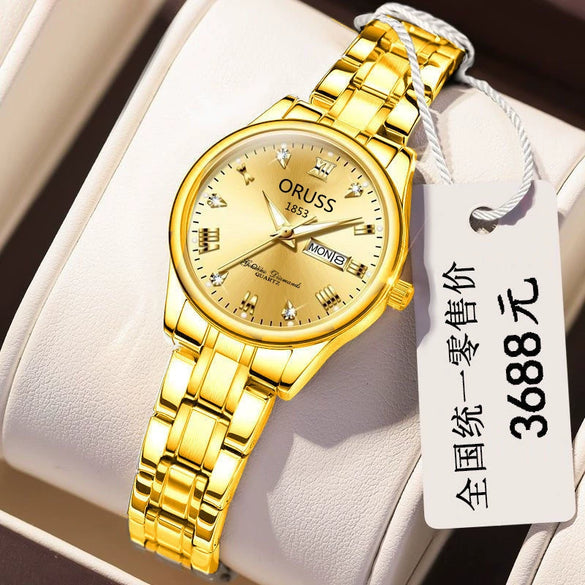 Ladies Leisure Waterproof Luminous Steel Watch With Round Dial